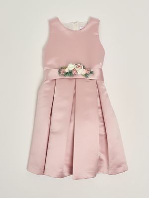 1. Mädchenkleid aus Mikado-Stoff Rosa