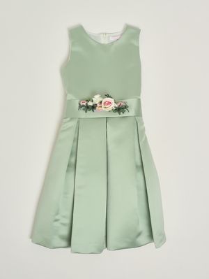 1. Mädchenkleid aus Mikado-Stoff Grün