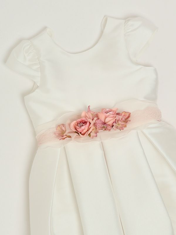 3. Abito bambina in tessuto effetto mikado Bianco-Rosa Mimilù 618