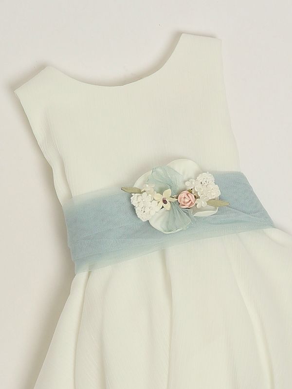 3. Mädchenkleid aus Baumwollmischung Weiß-Hellblau Mimilù 721