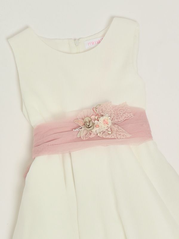 3. Mädchenkleid aus Baumwollmischung Weiß-Rosa Mimilù 721