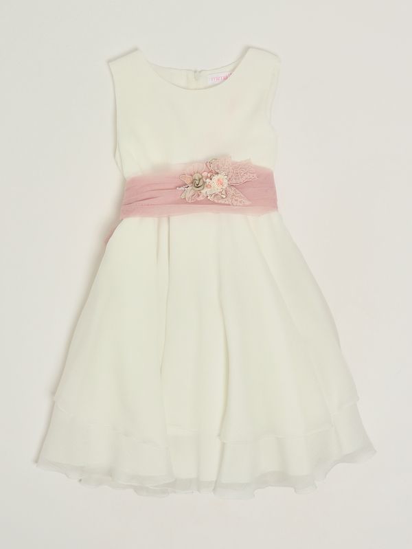 Robe pour fille en coton mélangé Blanc-Rose Mimilù