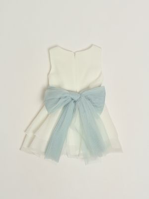 2. Mädchenkleid aus Baumwollmischung Weiß-Hellblau