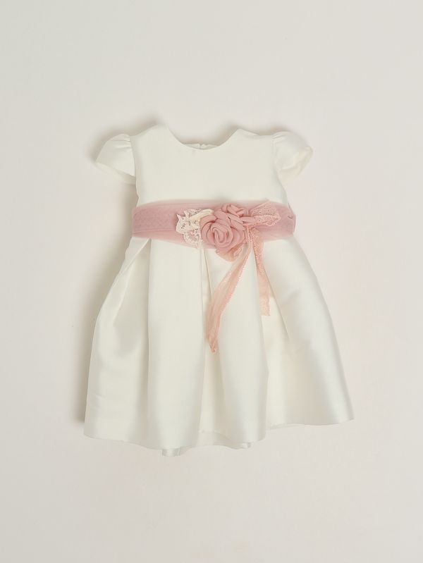 1. Baby's cotton-blend dress White-Pink Mimilù 735