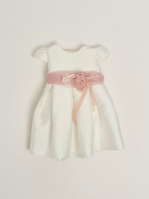 1. Baby's cotton-blend dress White-Pink