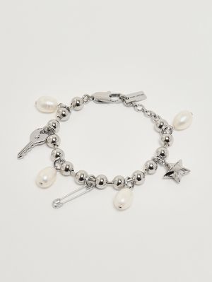 1. Damenarmband mit Perlen Silber-Multi