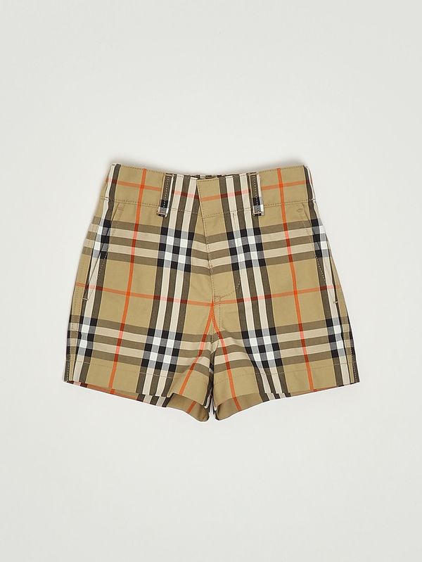 1. Newborn Oscar cotton Bermuda shorts Beige Check Burberry 8121238