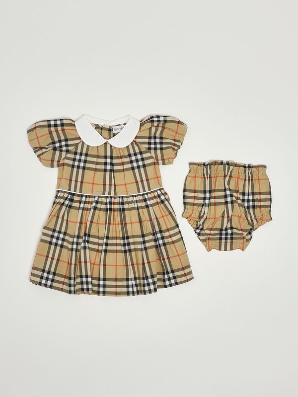 3. Aria newborn dress in cotton Beige Check Burberry 8119879