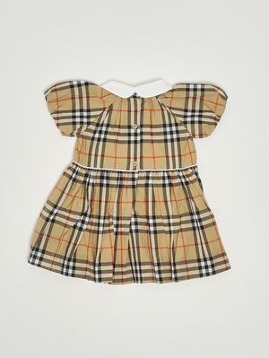 2. Aria newborn dress in cotton Beige Check