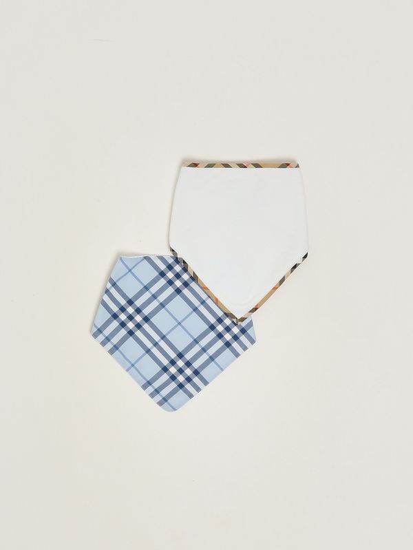 Cotton bib set for baby boys Light Blue-White Burberry