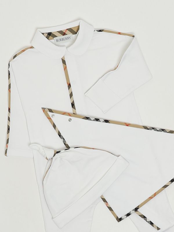 3. Set neonato N7 Hamilton in cotone stretch Bianco Burberry 8119819