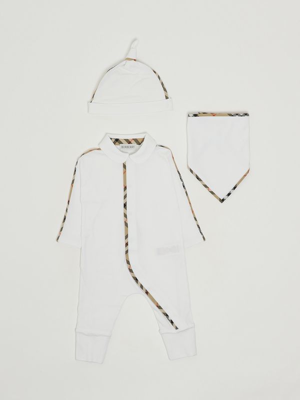 1. Set neonato N7 Hamilton in cotone stretch Bianco Burberry 8119819