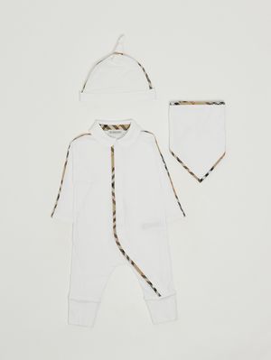 1. Set neonato N7 Hamilton in cotone stretch Bianco