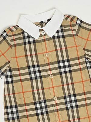 3. Grenouillère pour nouveau-né Andreas en coton Beige à carreaux