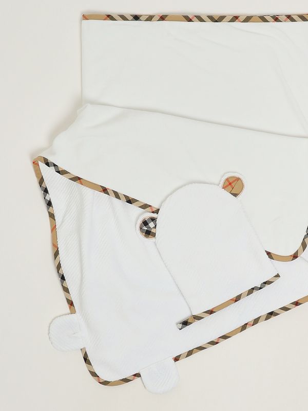 2. Cotton-blend set for baby boys White-Beige Check Burberry 8117960