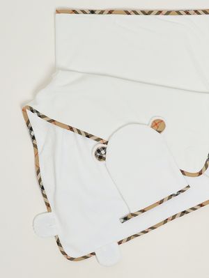 2. Cotton-blend set for baby boys White-Beige Check