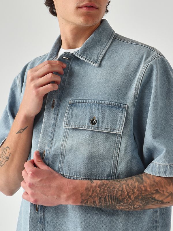 5. Overshirt uomo Max in cotone Denim Chiaro Nine in the morning mx33