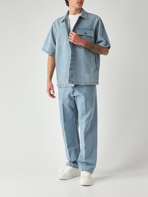 2. Overshirt uomo Max in cotone Denim Chiaro