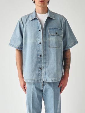 1. Overshirt uomo Max in cotone Denim Chiaro
