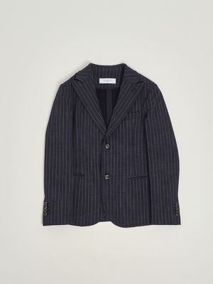 1. Jungenjacke aus Baumwollmischgewebe Blau (Nadelstreifen)