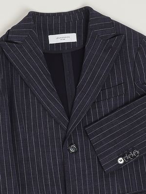 3. Jungenjacke aus Baumwollmischgewebe Blau (Nadelstreifen)