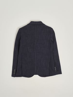 2. Jungenjacke aus Baumwollmischgewebe Blau (Nadelstreifen)