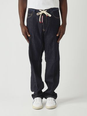 1. Men's jogger pants in cotton-blend denim Dark Denim
