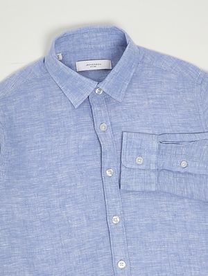 3. Camicia bambino in lino Celeste