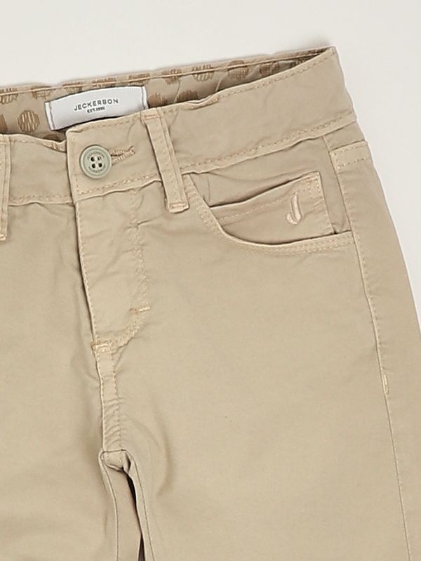 3. Boys' stretch cotton trousers Ecru Jeckerson jb5602ps26