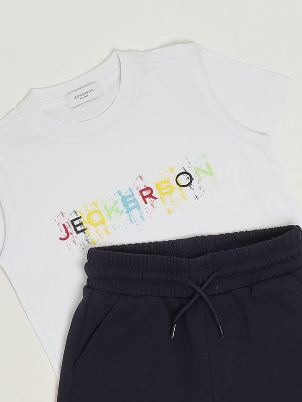 3. Completo bambino in misto cotone Bianco-Blu Jeckerson jb5622ds26