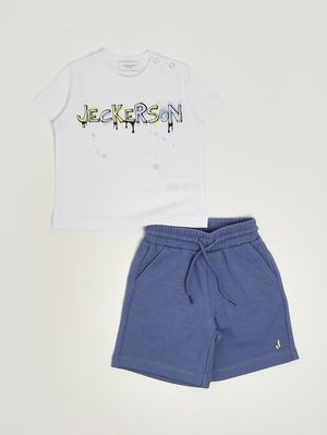1. Baby-Set aus Baumwollmix Royal-Weiß