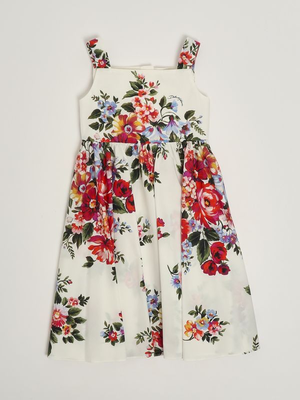Robe en coton pour fille Blanc-Rouge Dolce e Gabbana