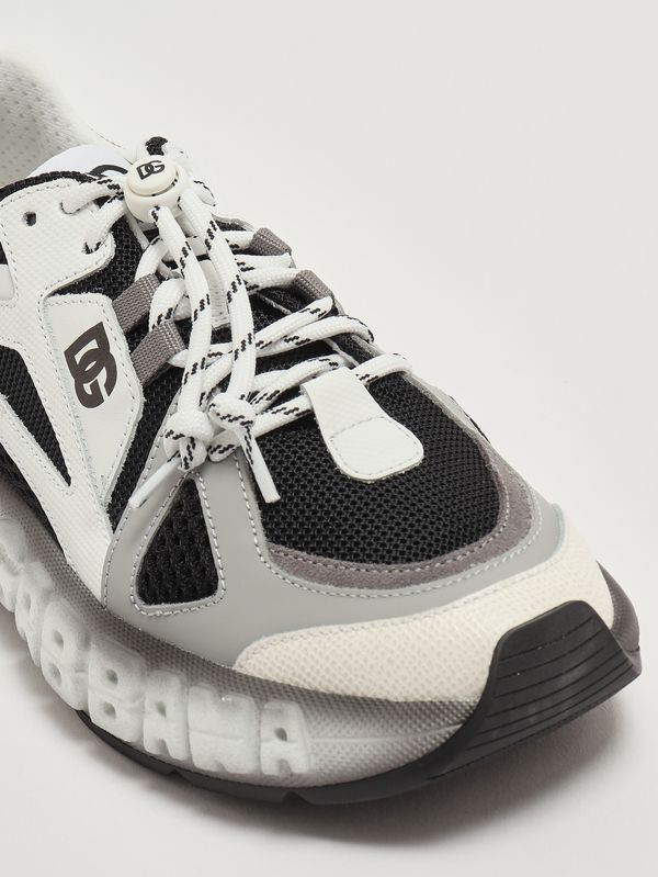 5. Jungen-Sneaker aus Leder und Nylon Schwarz-Weiß Dolce e Gabbana da5290ax260