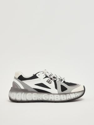 1. Jungen-Sneaker aus Leder und Nylon Schwarz-Weiß