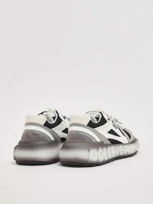 3. Jungen-Sneaker aus Leder und Nylon Schwarz-Weiß