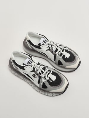 2. Jungen-Sneaker aus Leder und Nylon Schwarz-Weiß