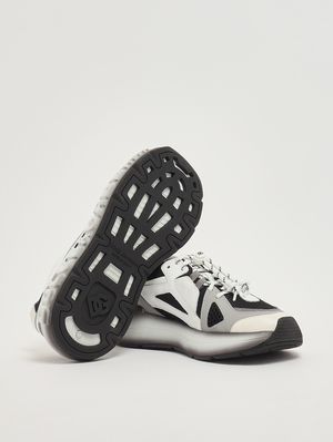 4. Jungen-Sneaker aus Leder und Nylon Schwarz-Weiß