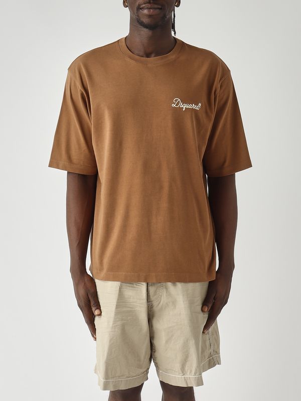 T-shirt uomo in jersey di cotone Marrone Dsquared2