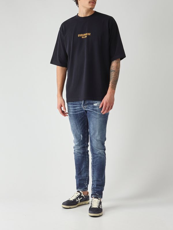 2. T-shirt homme en jersey de coton bleu marine Dsquared2 s74gd1521d20106