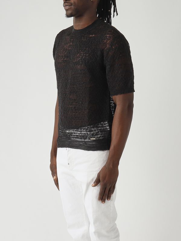 3. Men's linen-blend knitted t-shirt Black Dsquared2 s74ha1630d13204