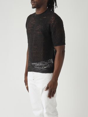 3. Men's linen-blend knitted t-shirt Black