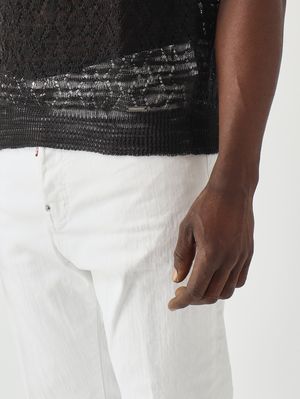5. Men's linen-blend knitted t-shirt Black