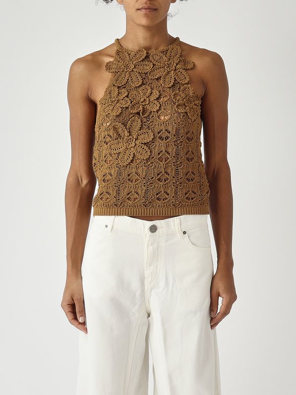 Top femme au crochet Bronze Pinko