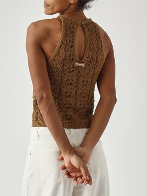 9. Top femme au crochet Bronze