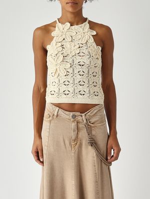 1. Top de mujer de ganchillo Nata