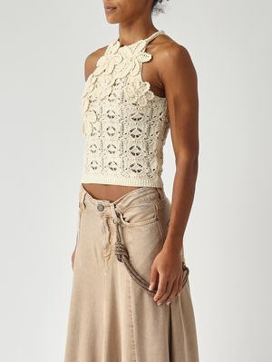 3. Top de mujer de ganchillo Nata