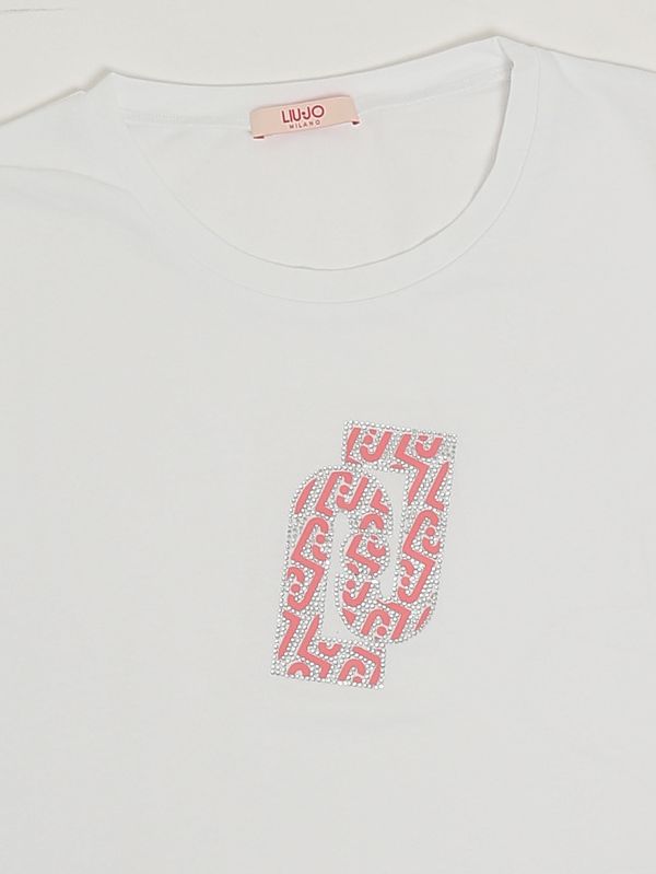 3. Camiseta de niña de algodón elástico Blanco coral Liu Jo ga6097js003