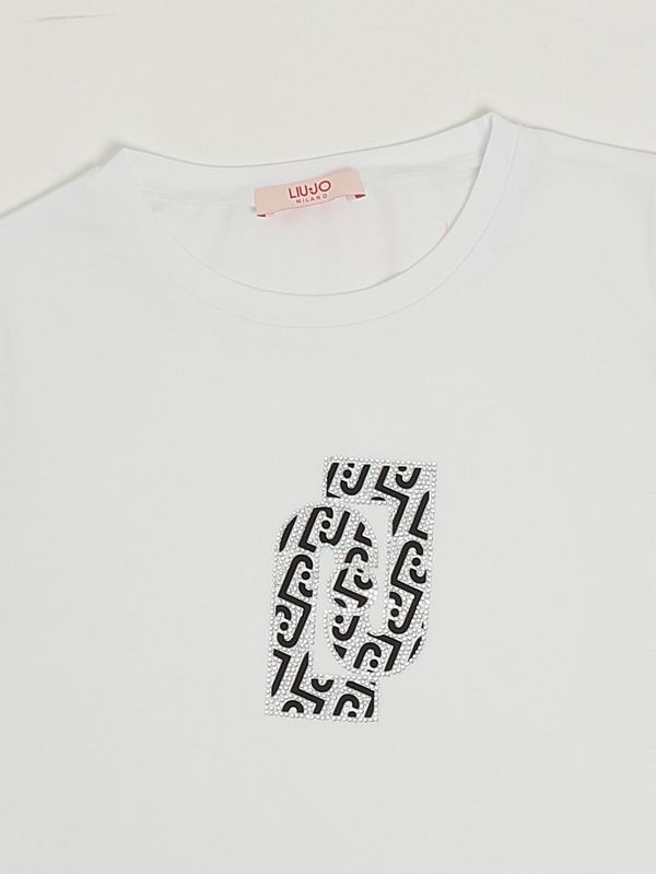 3. Camiseta de niña de algodón elástico Blanco y negro Liu Jo ga6097js003