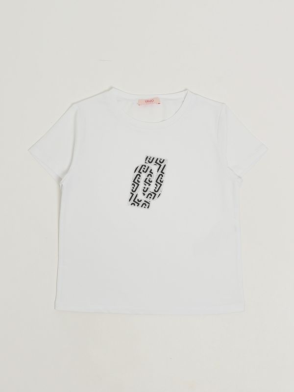 1. Camiseta de niña de algodón elástico Blanco y negro Liu Jo ga6097js003