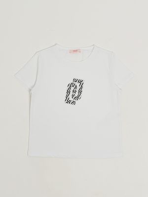 1. Camiseta de niña de algodón elástico Blanco y negro